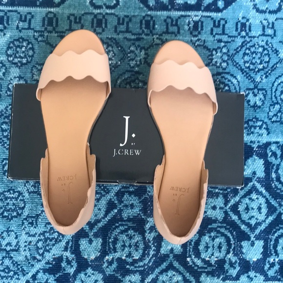 scalloped peep toe flats